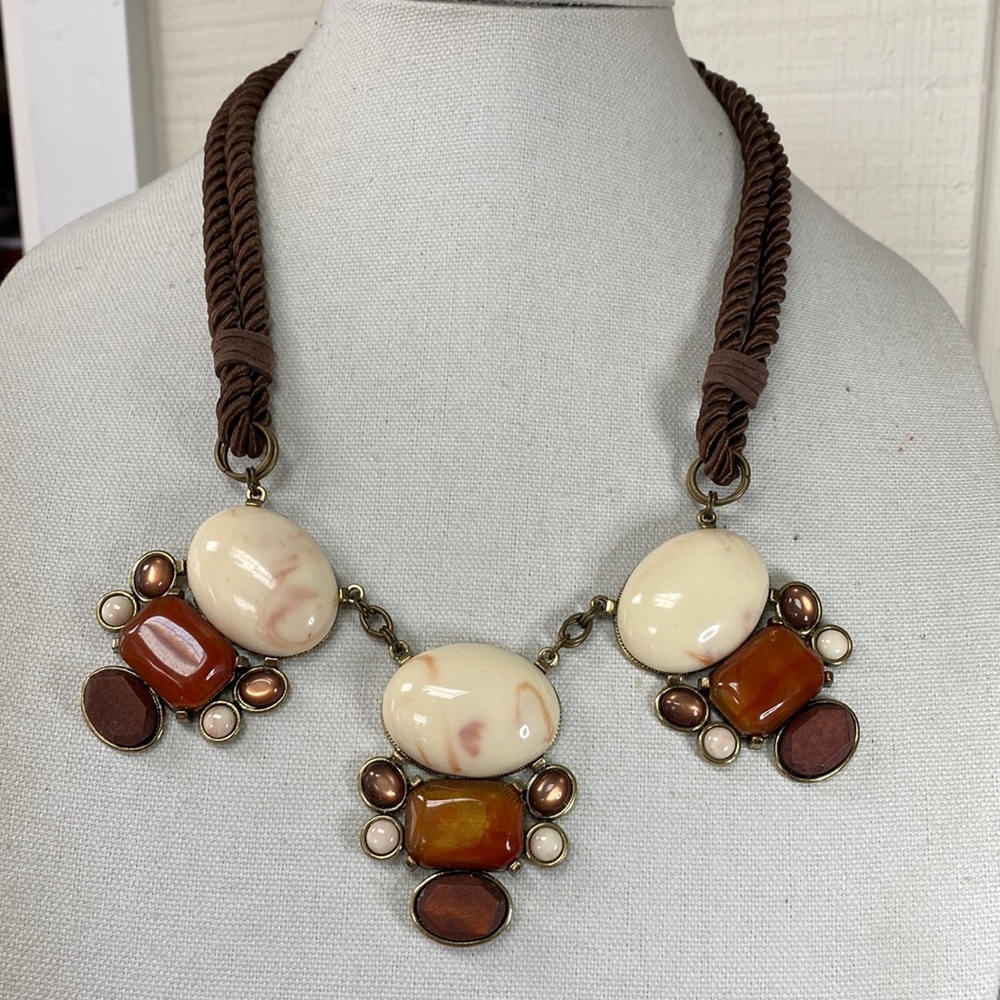 Funky unusual neutral tone brown necklace
